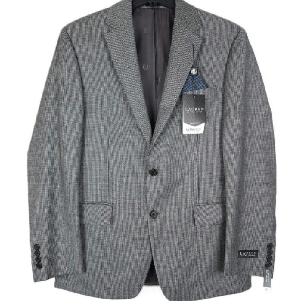 NWT Ralph Lauren Black Label Classic-Fit Wool Suit Jacket Houndstooth 38R